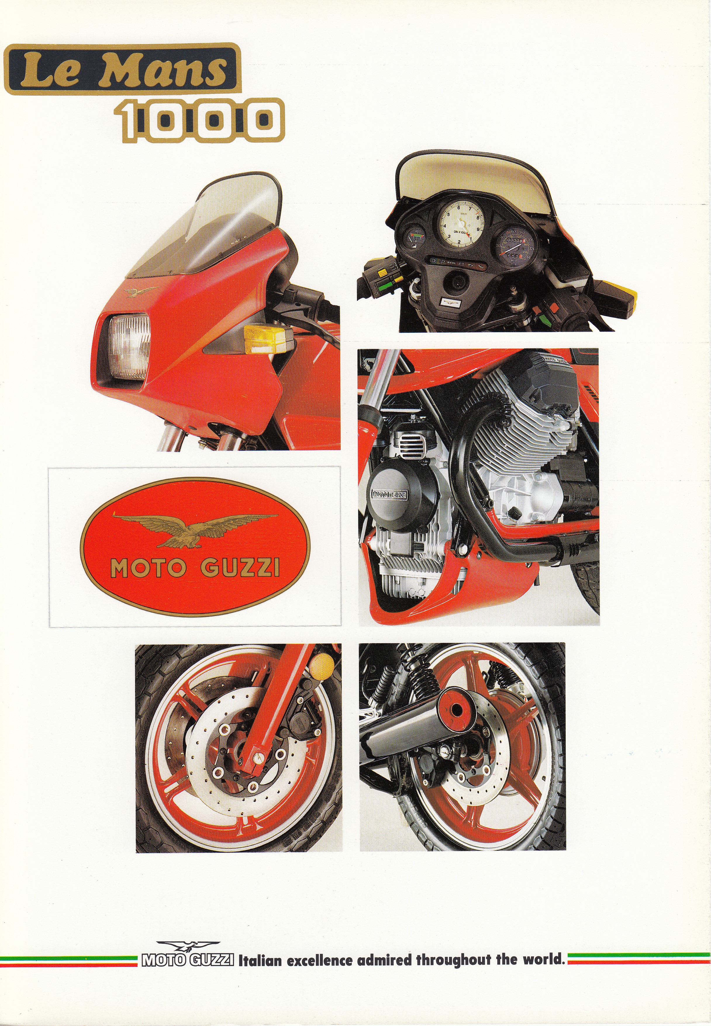 Brochure - Moto Guzzi Le Mans 1000 (red centerfold, wind tunnel on cover) [English]