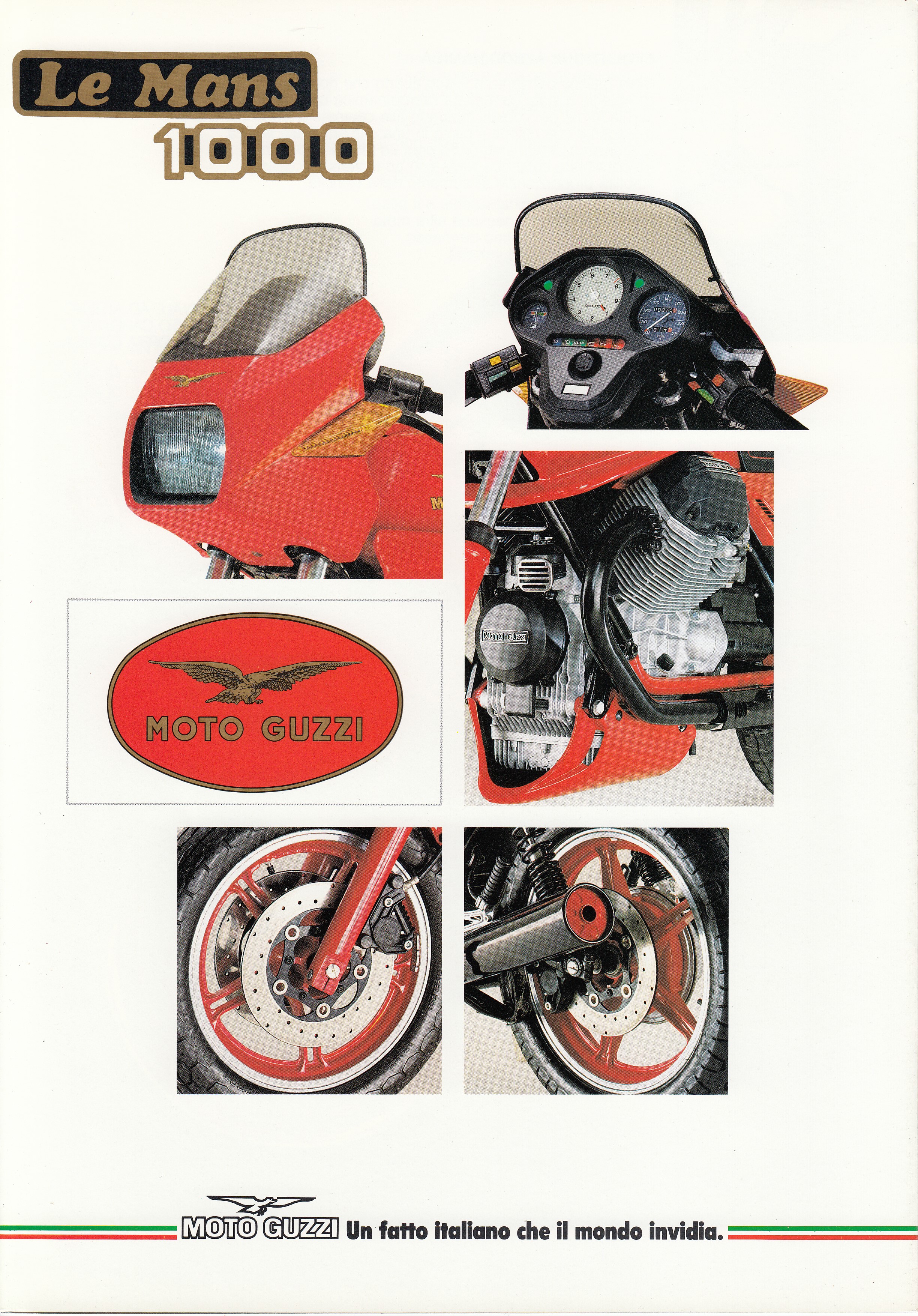 Brochure - Moto Guzzi Le Mans 1000 (red centerfold, wind tunnel on cover) [Italian]