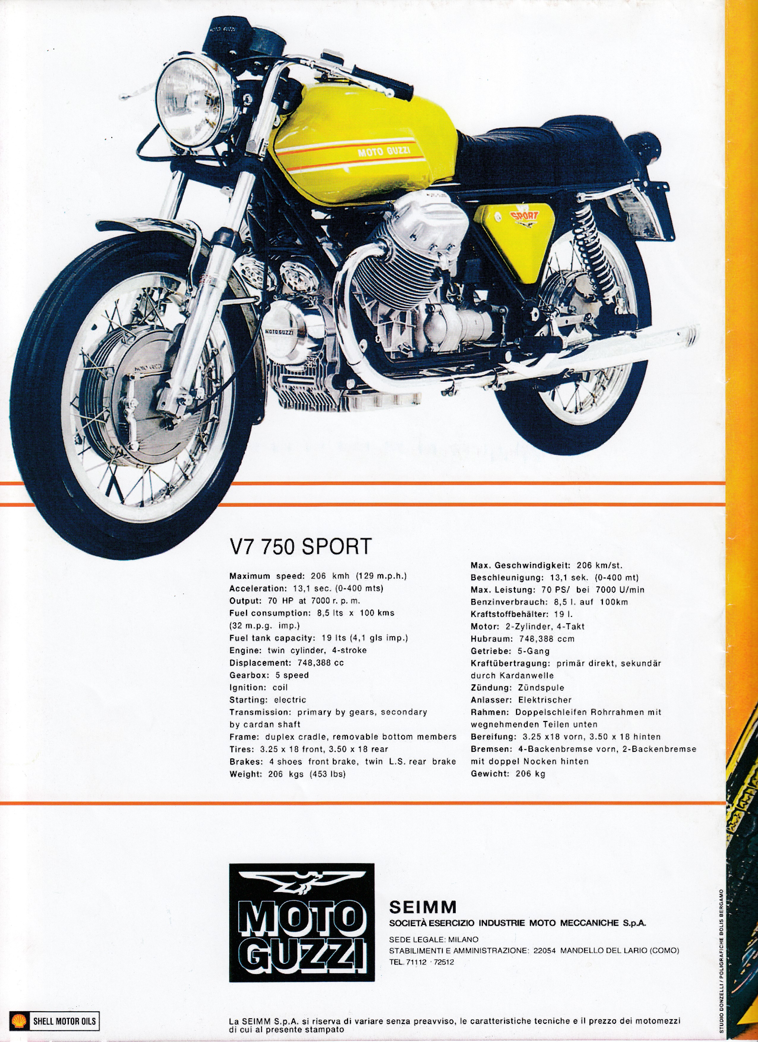 Moto Guzzi brochure: V7 Sport, 850 California, 850 GT