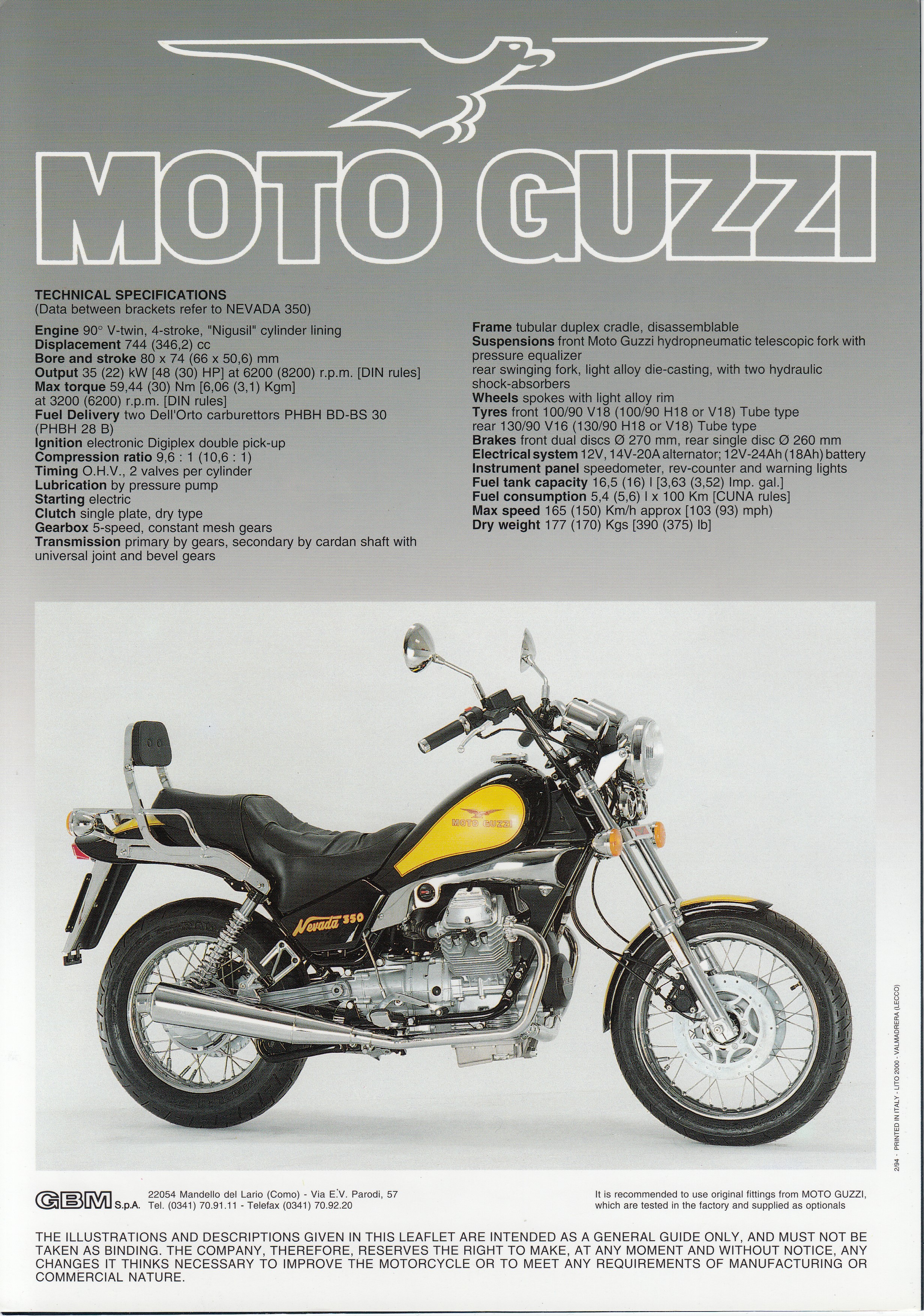 Brochure - Moto Guzzi Nevada 750 and Nevada 350 giovani emozioni