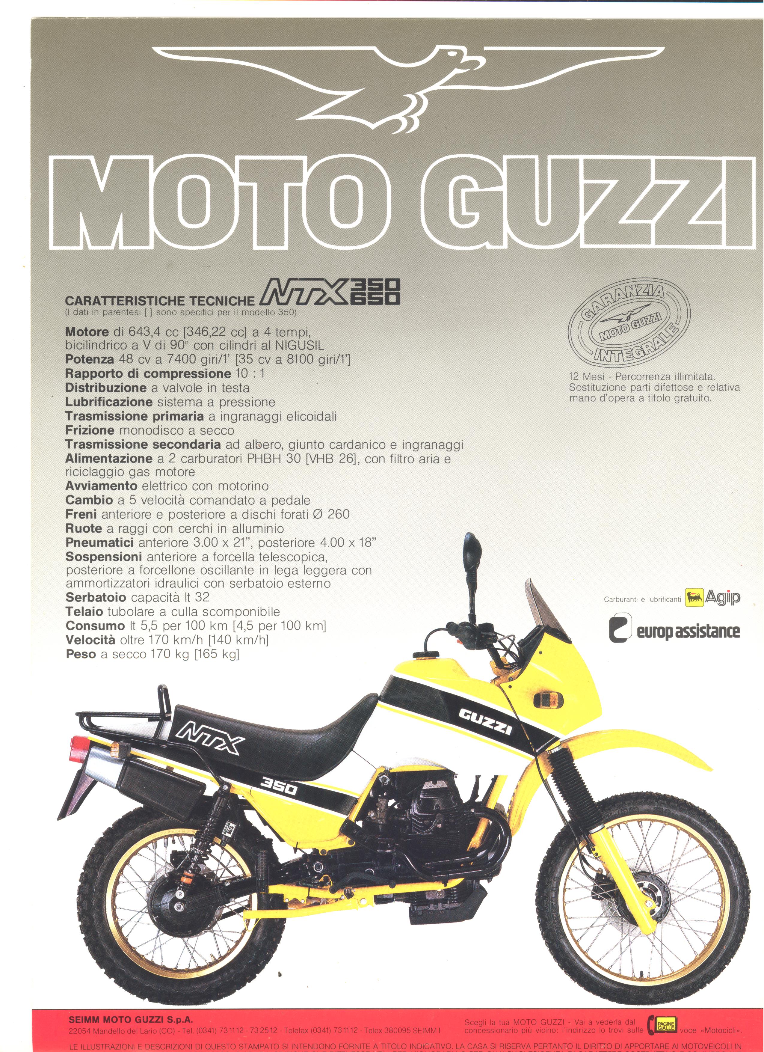 Moto Guzzi factory brochure: NTX 350 - 650