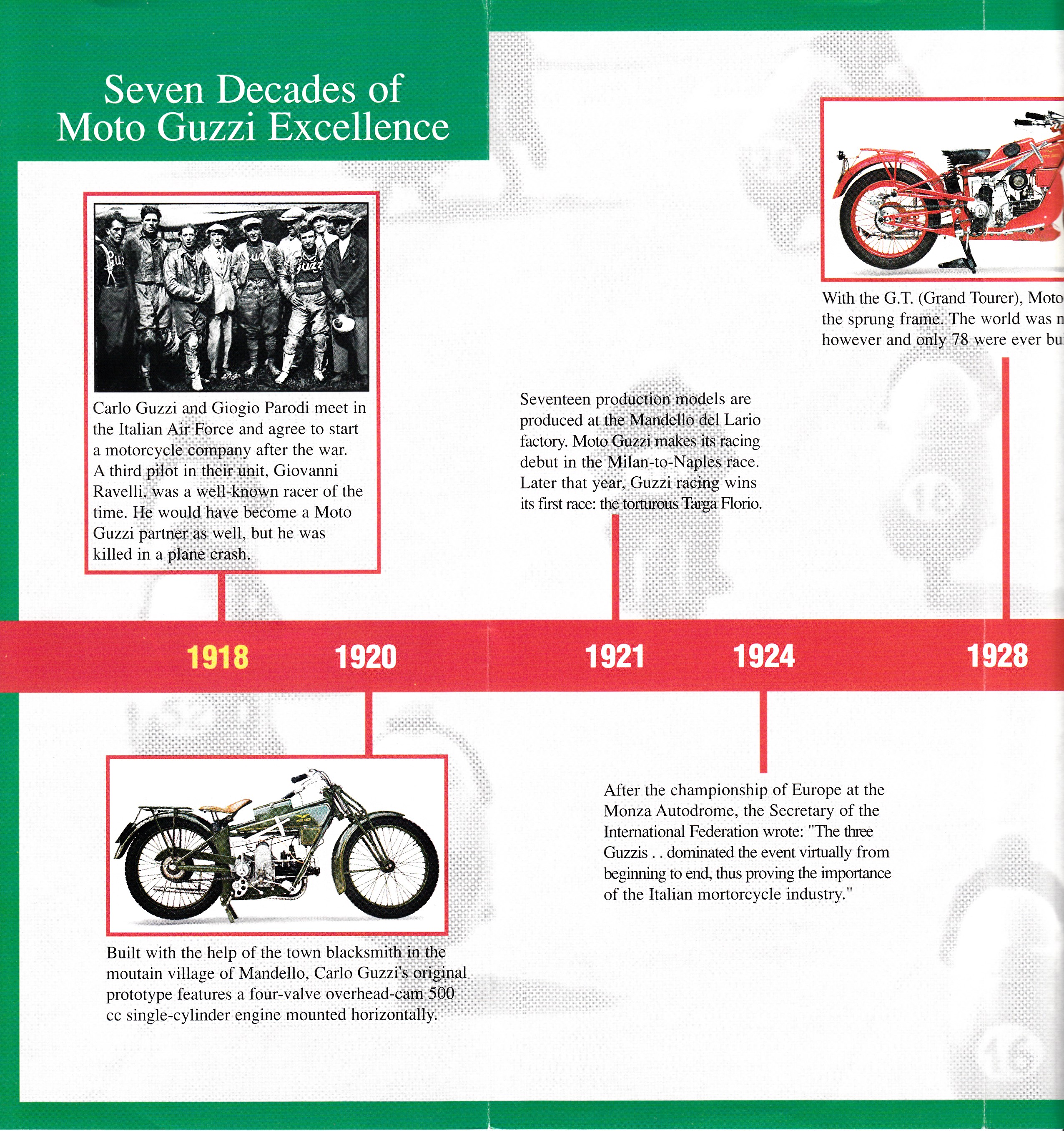 Brochure - Moto Guzzi The history of Moto Guzzi: Seven decades of Moto Guzzi excellence