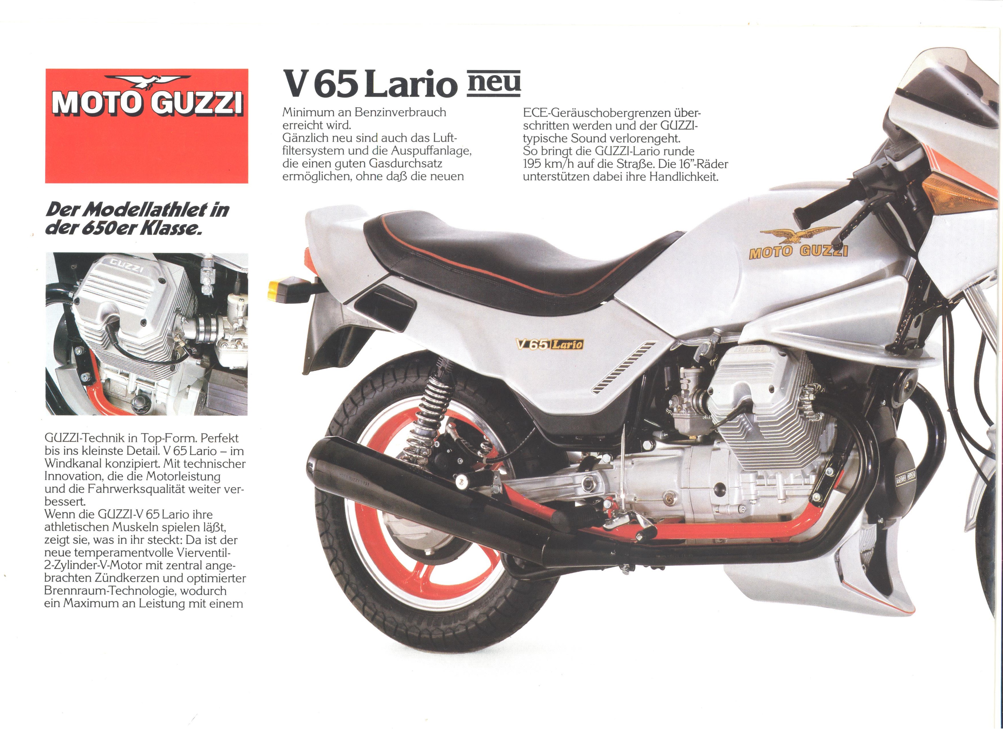 Moto Guzzi factory brochure: V65 - V65 Lario - V65 TT - V65 SP