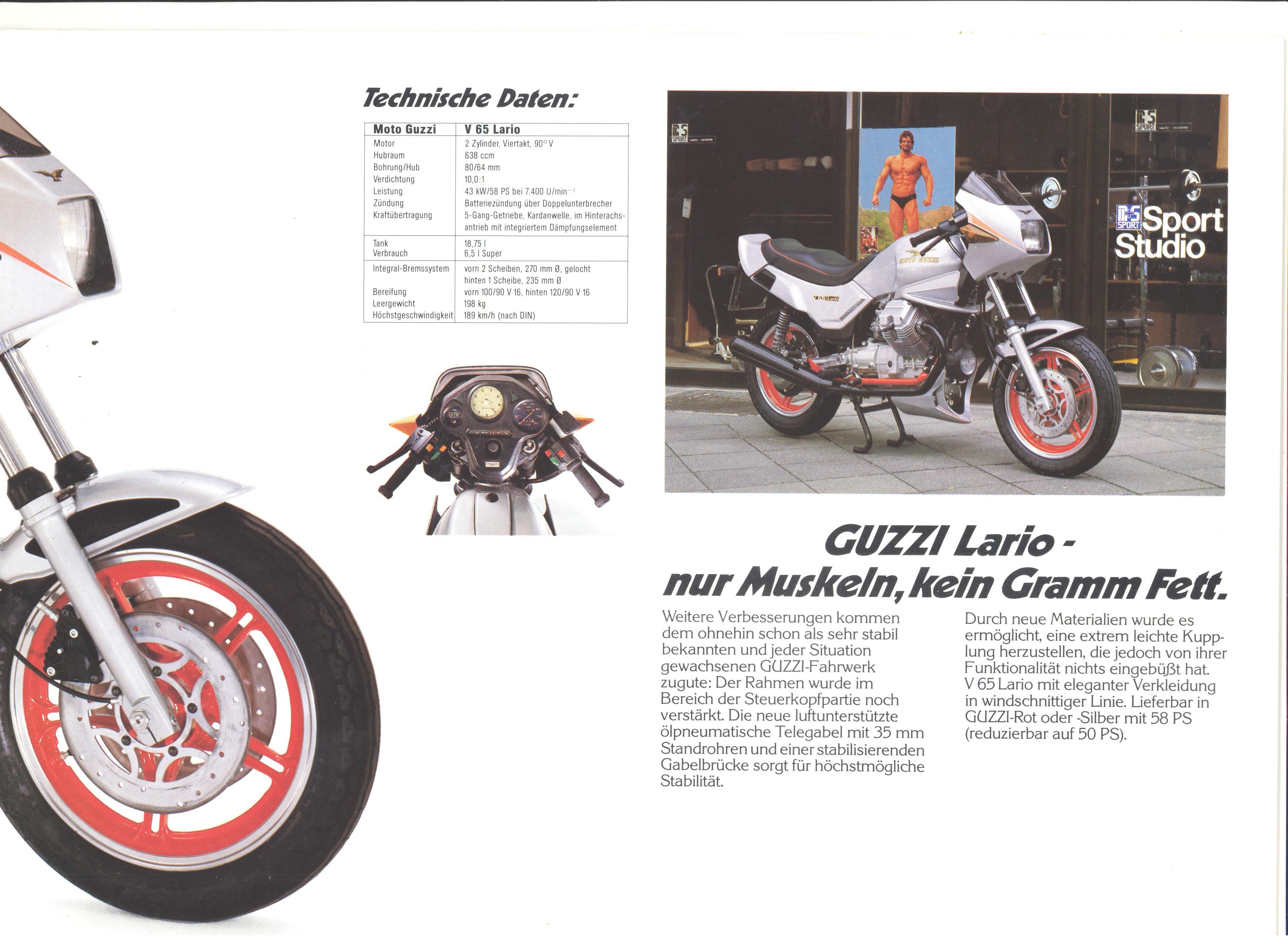 Moto Guzzi factory brochure: V65 - V65 Lario - V65 TT - V65 SP