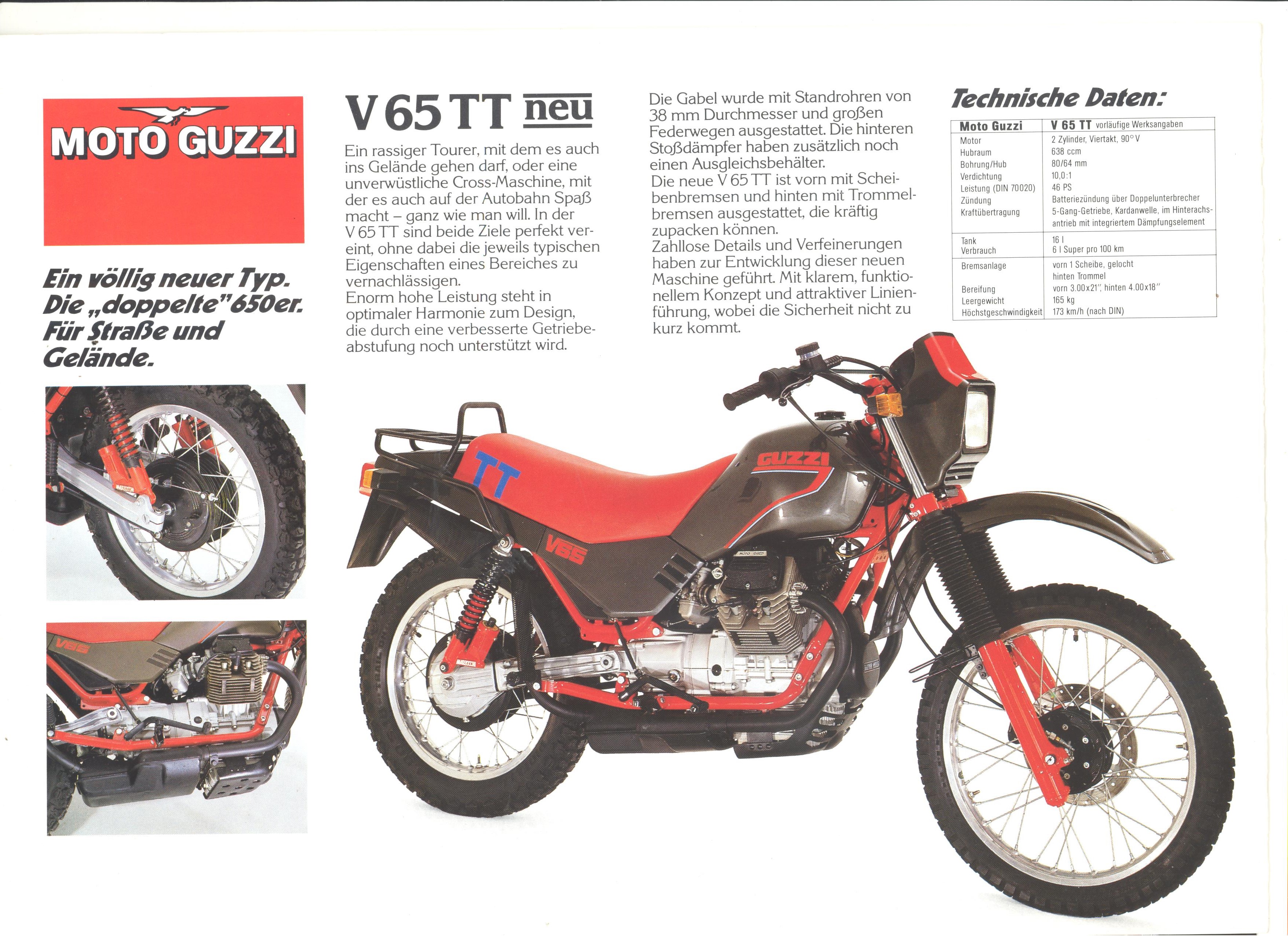 Moto Guzzi factory brochure: V65 - V65 Lario - V65 TT - V65 SP