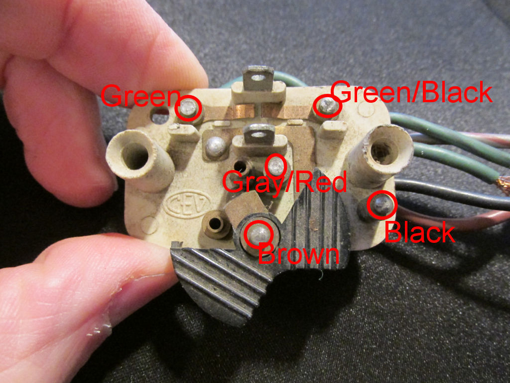 Connections at the front of an original switch.