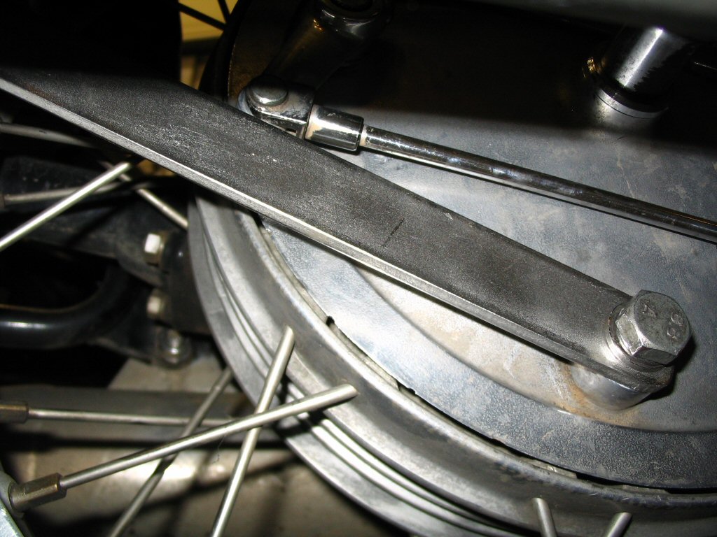 Longer brake stay rod mounted to rear brake plate.