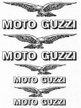 Moto Guzzi fuel tank and fender tip decals.