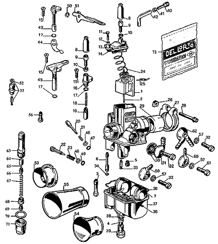 Parts diagram for Dellorto VHB carburetors - Dellorto carburetors