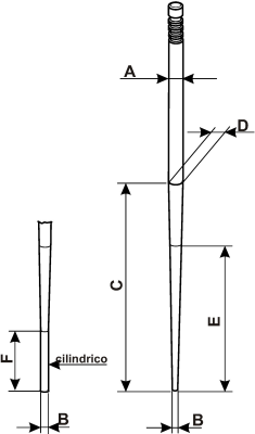 PHBE-PHF-PHM-PHSB-VHSB slide carburetor needle. Note the term cilindrico which translates to cylindrical.