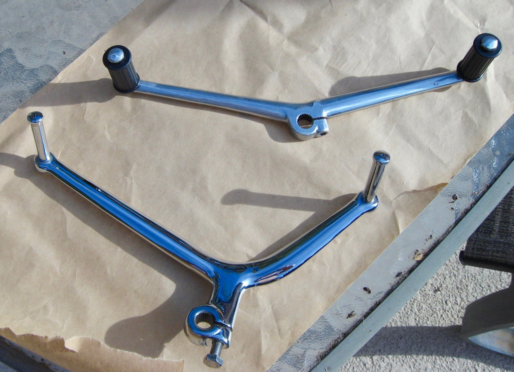 Comparison of standard and modified foot peg shift levers.