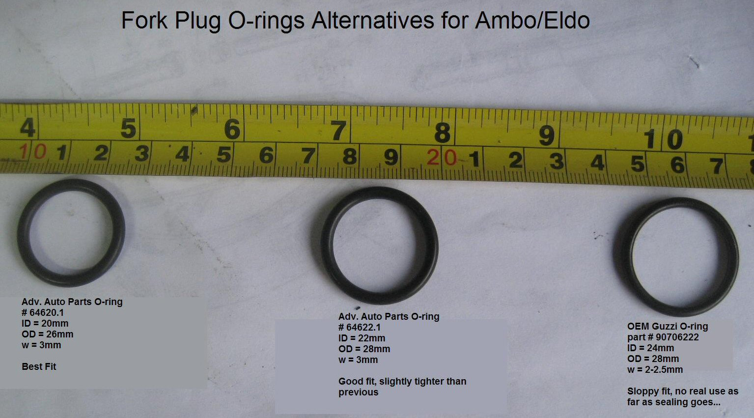 O-rings for the fork top plug (MG# 90706222).
