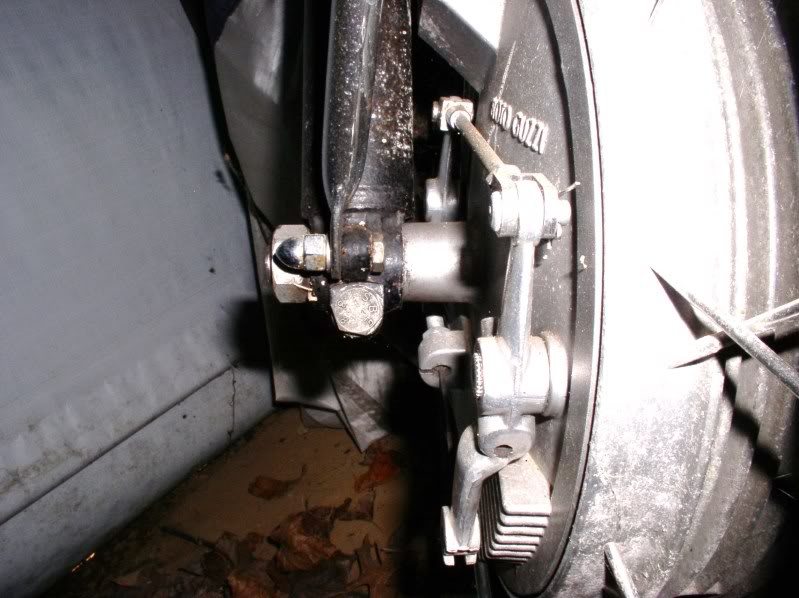 Moto Guzzi four leading shoe front brake used on late V700, Eldorado, and 850GT models.