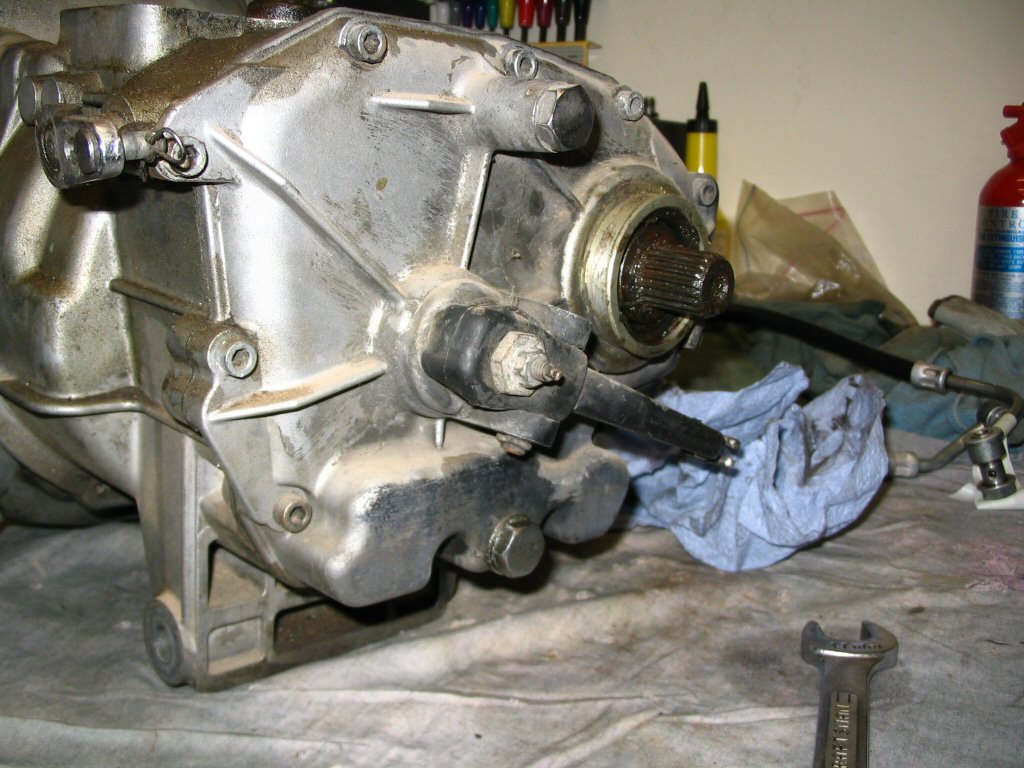 A view of the rear of the transmission.