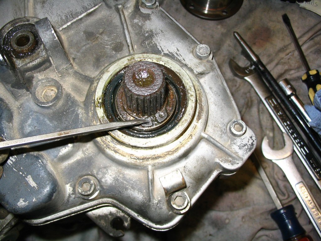 Here is the snap ring on the output shaft.