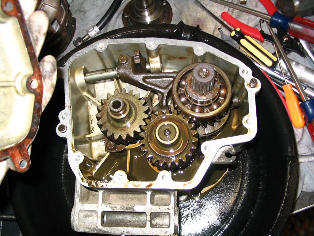 The gears inside the transmission.