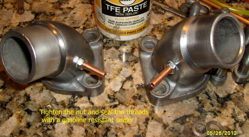 Tighten the nut and seal the threads with a gasoline resistant sealer.