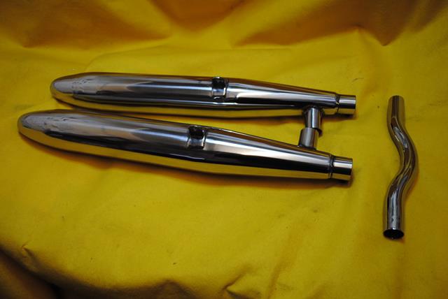 Original torpedo / cigar mufflers made by Armour Motor Products