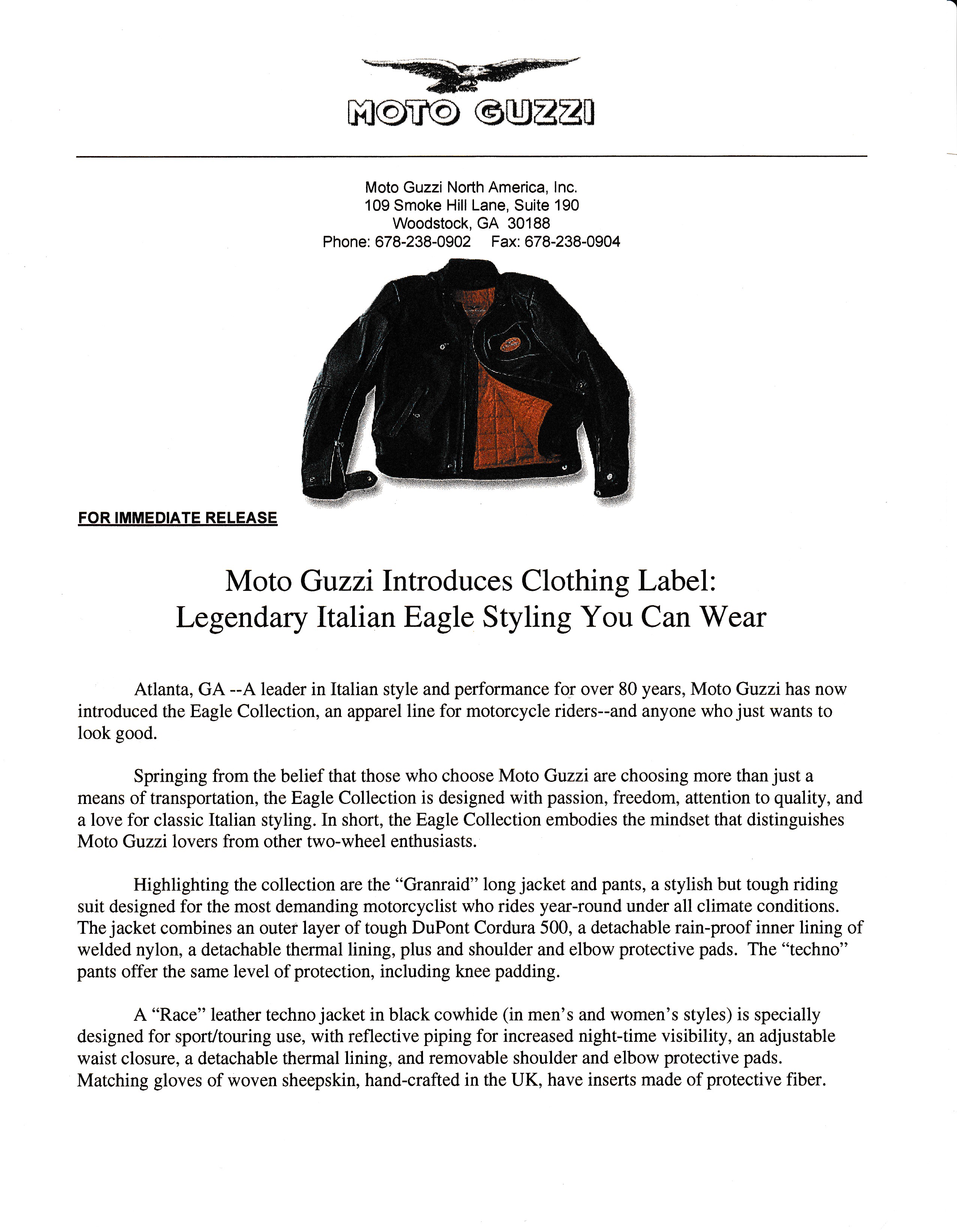 Press release - Eagle Collection apparel