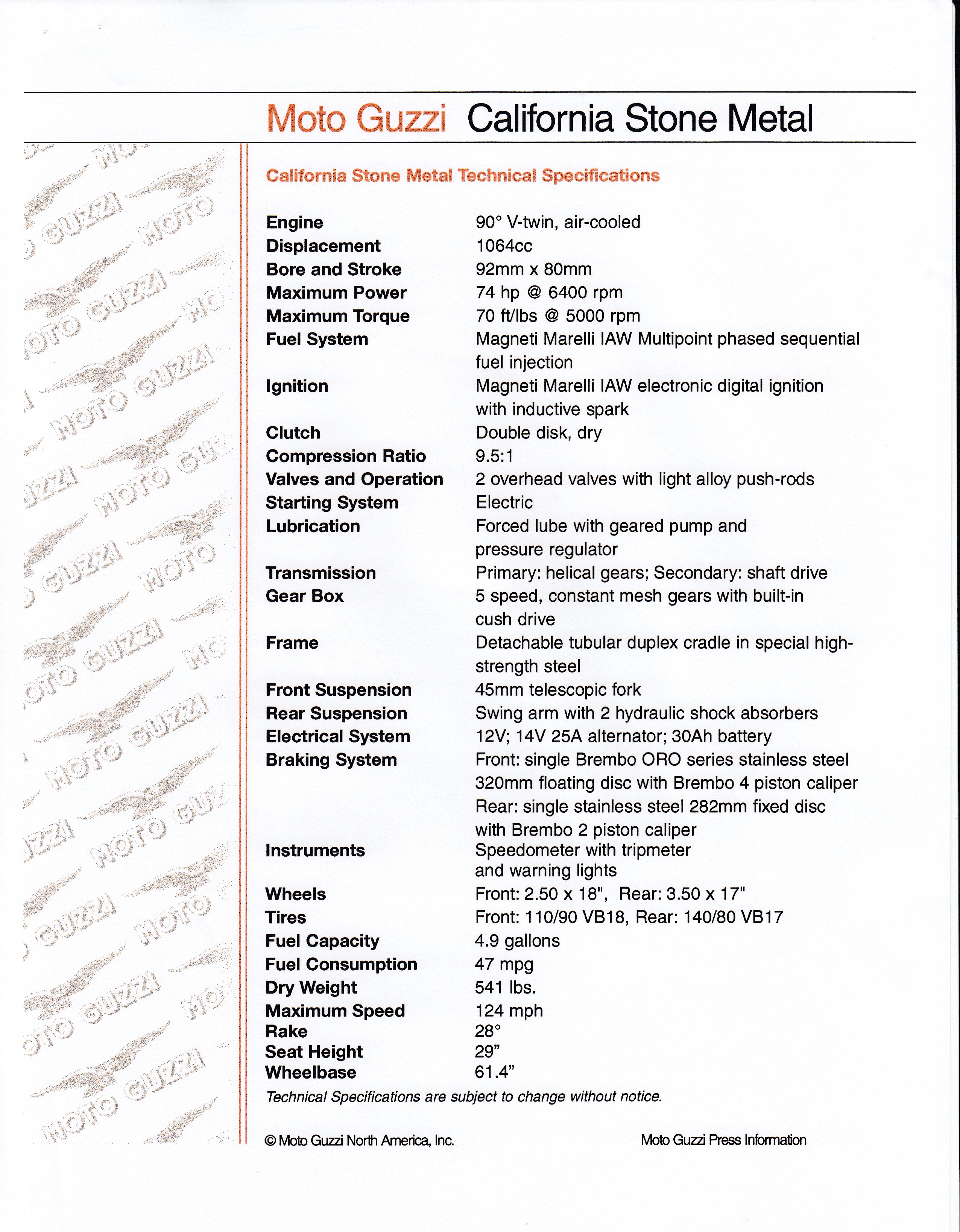 Press release - Moto Guzzi press information 2002