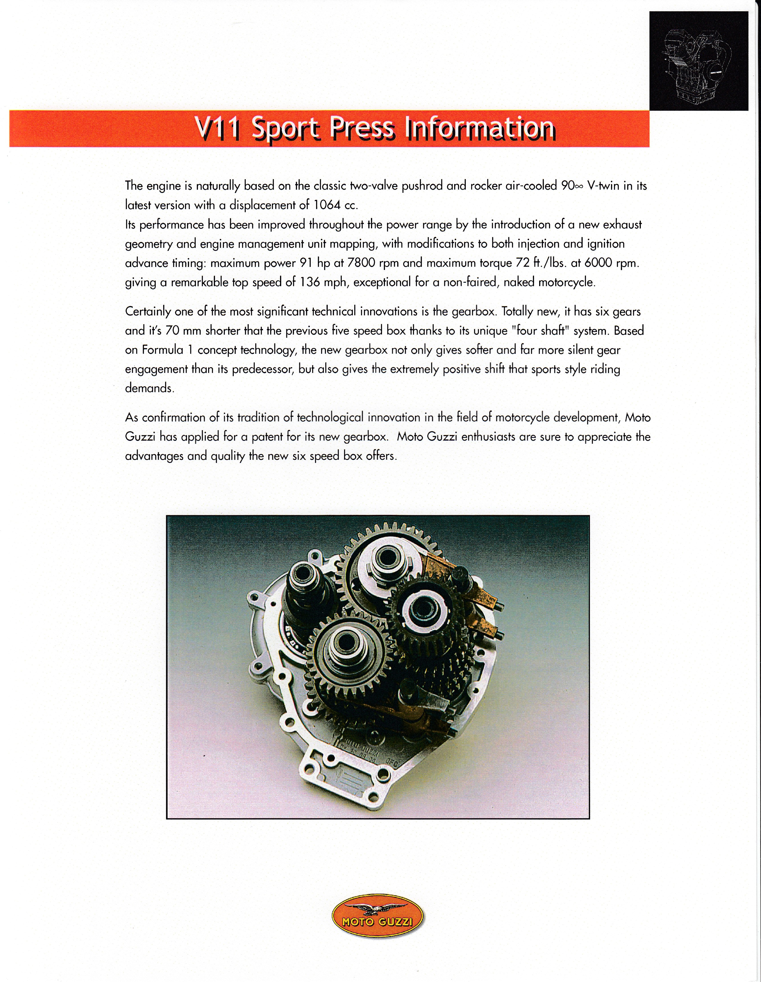 Press release - Moto Guzzi V11 Sport press kit and test bike scheduling (2000 June 07)