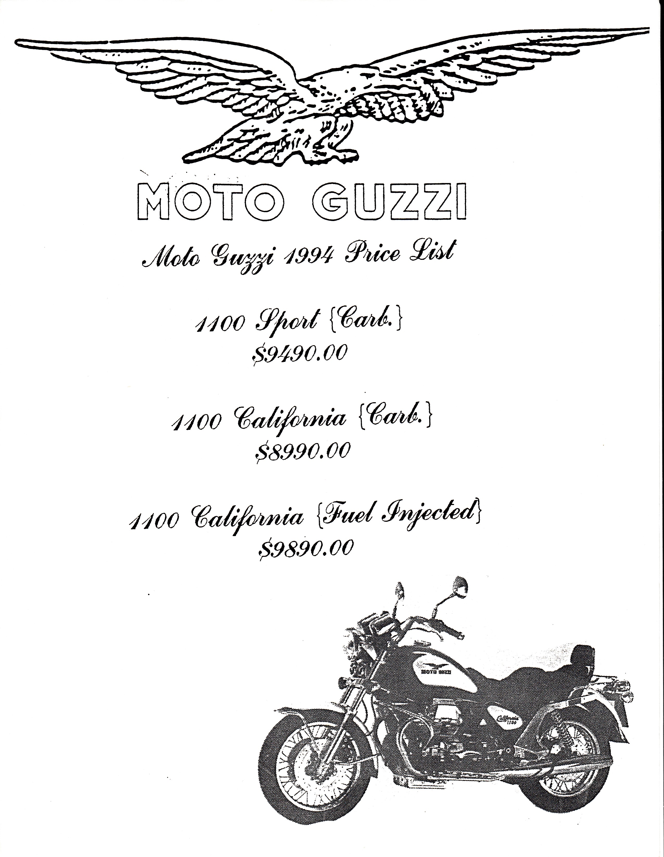 Price list - 1994 (Moto Guzzi)