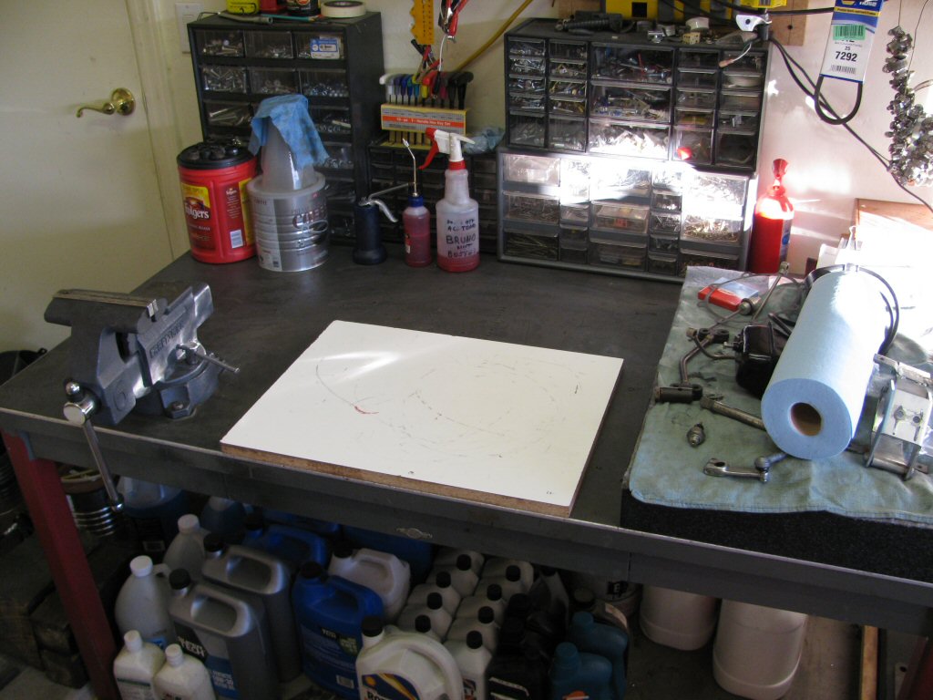 Work bench cleaned and ready to start.
