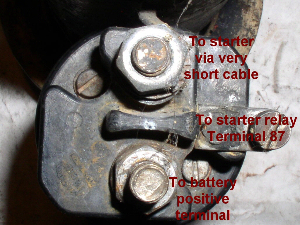 Magneti Marelli solenoid used on early models. No separate ground wire is needed.