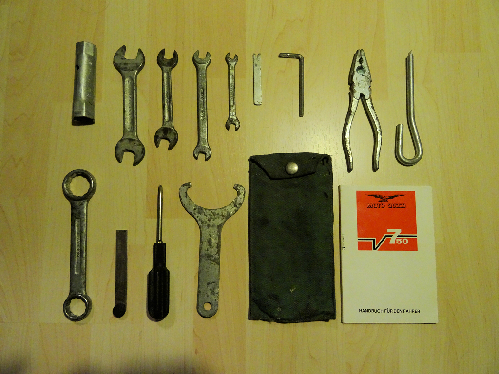 Original tool kit for a Moto Guzzi V7 Special.