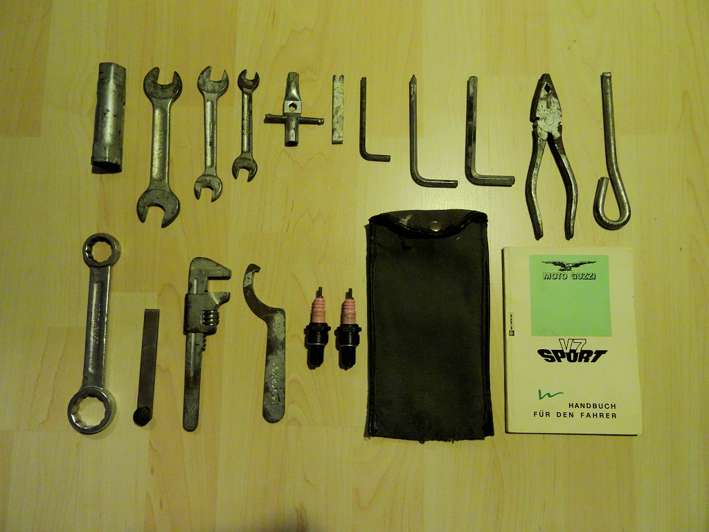 Original tool kit for a Moto Guzzi V7 Sport.