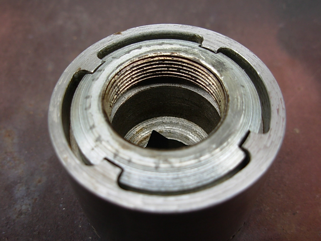 Moto Guzzi special tool for the ring nut securing the clutch input hub on 5 speed transmissions.