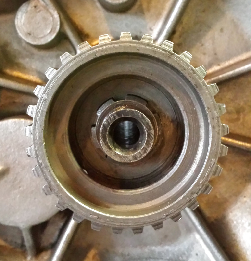 Early hub on an early transmission input shaft.