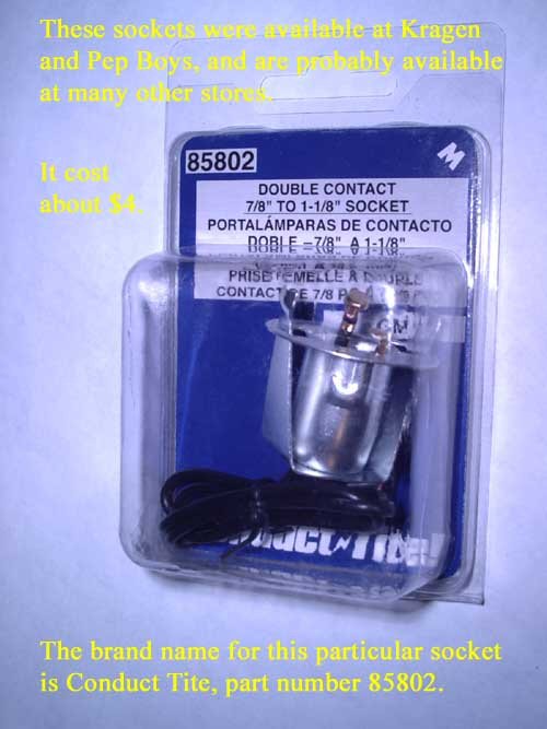 These sockets were available at OReilly Auto Parts and Pep Boys, and are probably at many other stores. It cost about $4. The brand name for this particular socket is Conduct Tite, part number 85802.