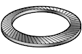 Schnorr (or Belleville) locking washer. Conically shaped and serrated on both sides.