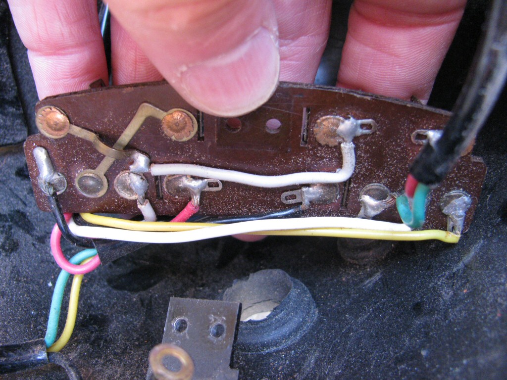 Soldered connections on the back side of the distribution panel, as fit to a Moto Guzzi Astore.